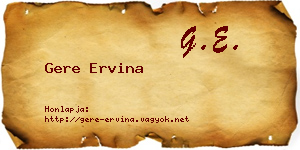 Gere Ervina névjegykártya